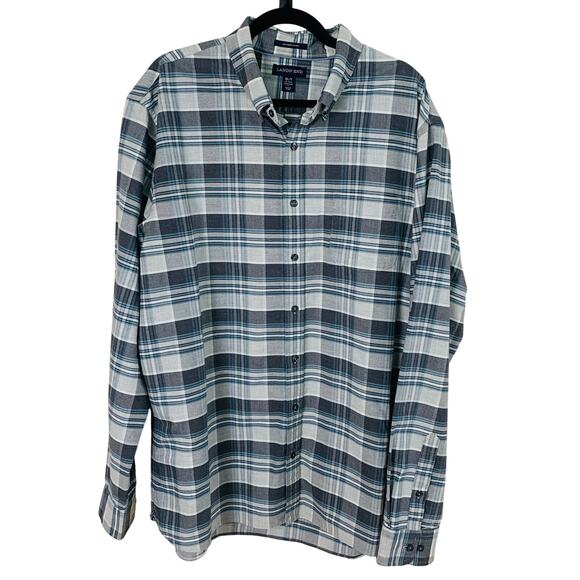 Lands' End Size XL Tall Sail Rigger Oxford Plaid Button Up Shirt Long Sleeve - Picture 1 of 6